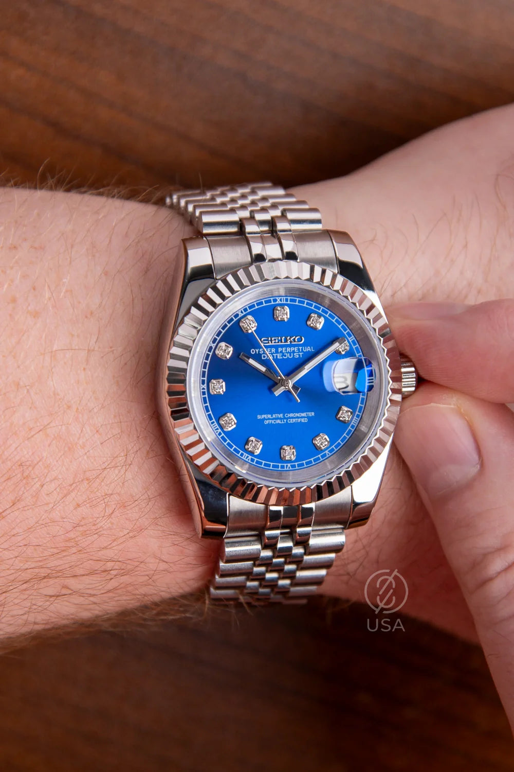 Mod Datejust Blue Diamond