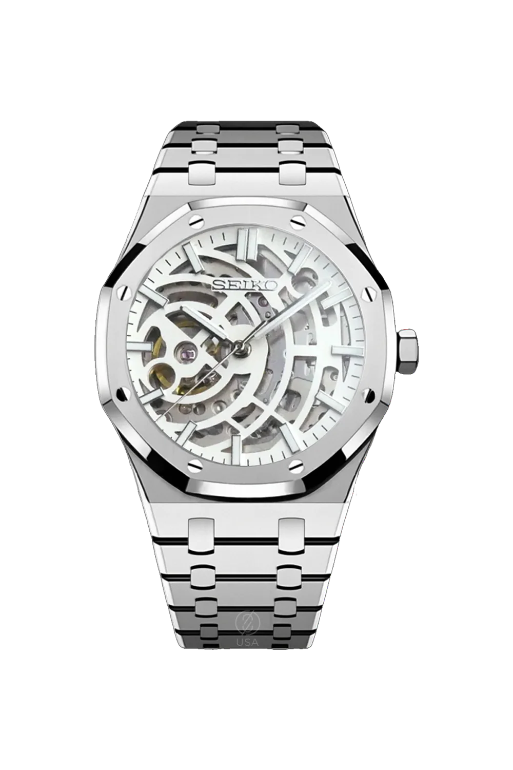 Mod Royal Oak Skeleton White Silver