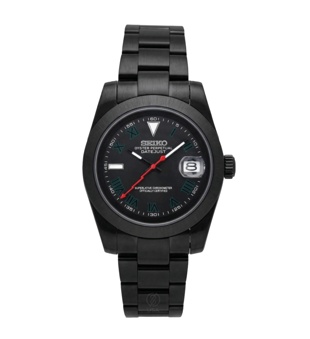 Seiko Mod Datejust Black Red Lightning