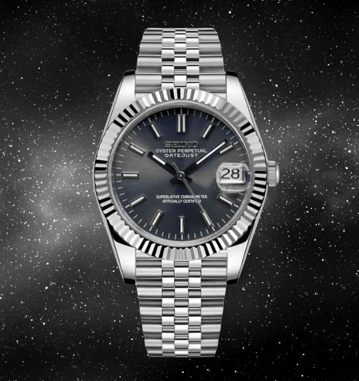 Seiko Mod Datejust "Rhodium"