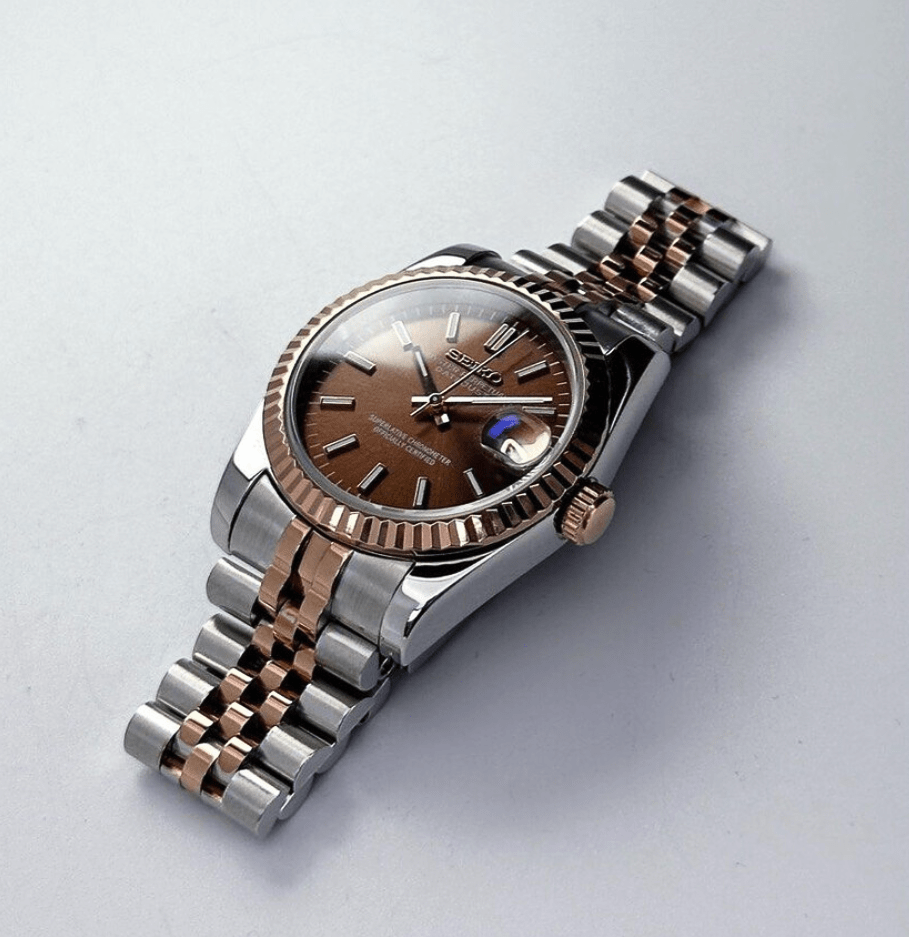 Seiko Mod Datejust Twotone Chocolate
