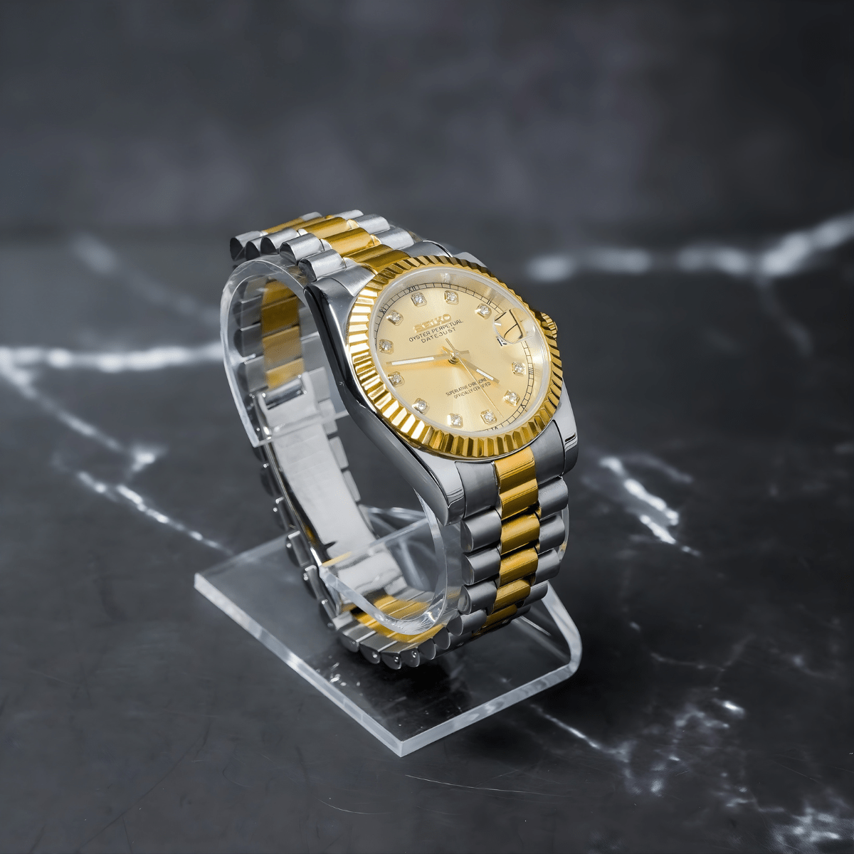 Seiko Mod Datejust Twotone Gold Gem