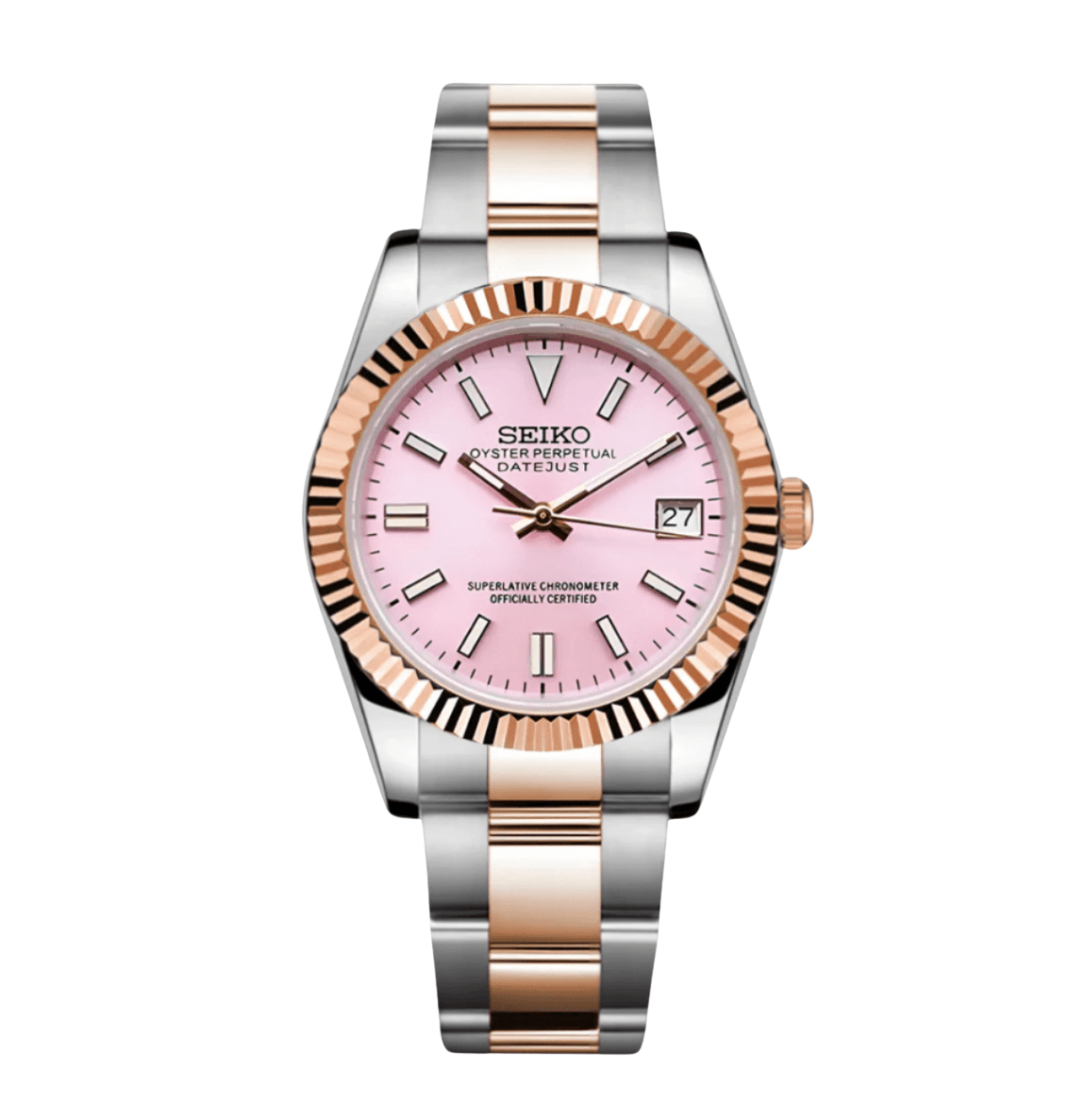 Seiko Mod Datejust Twotone Pink