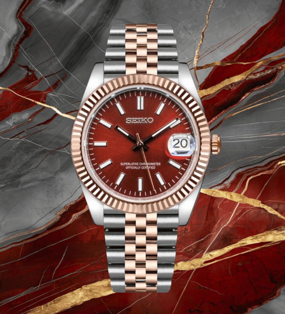 Seiko Mod Datejust Twotone Red