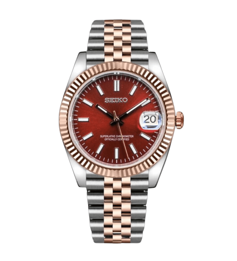 Seiko Mod Datejust Twotone Red