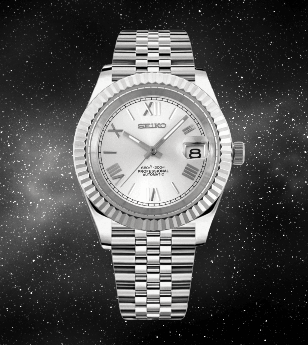 Seiko Mod Datejust White Roman