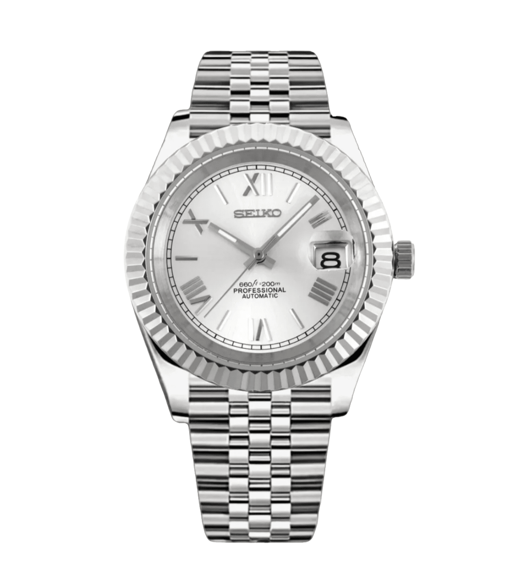 Seiko Mod Datejust White Roman