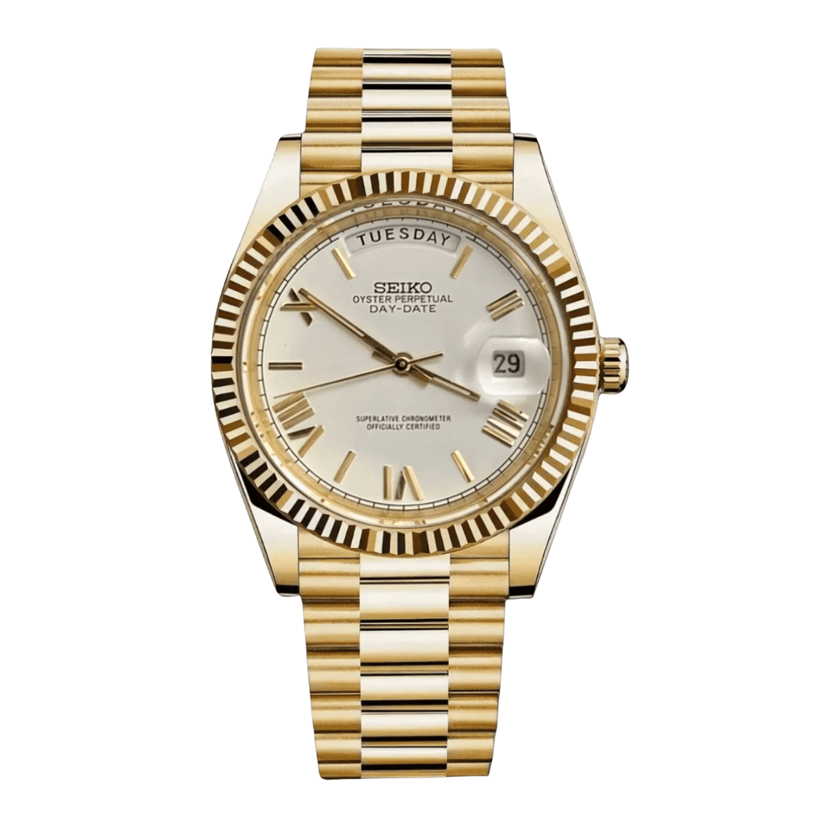 Seiko Mod Day-Date Gold White
