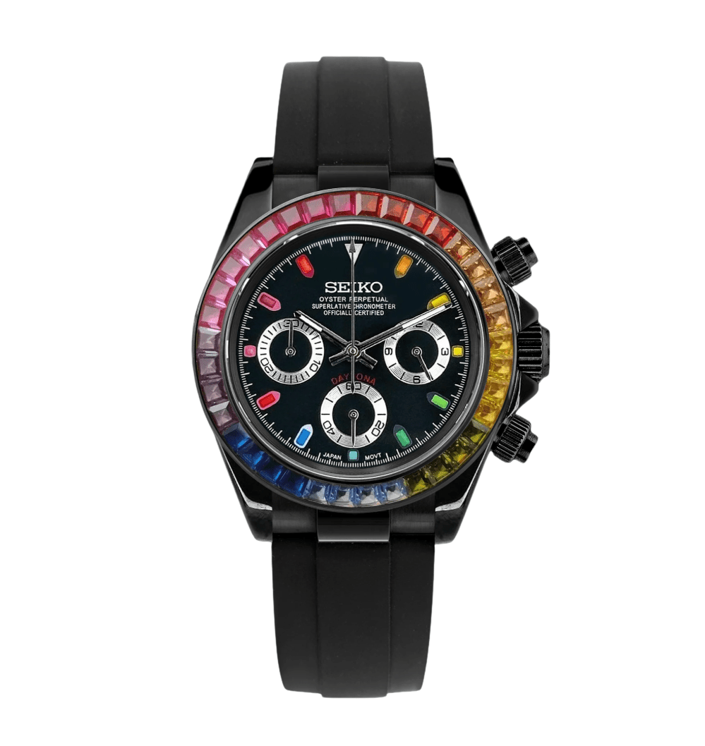 Seiko Mod Daytona All Black Rainbow