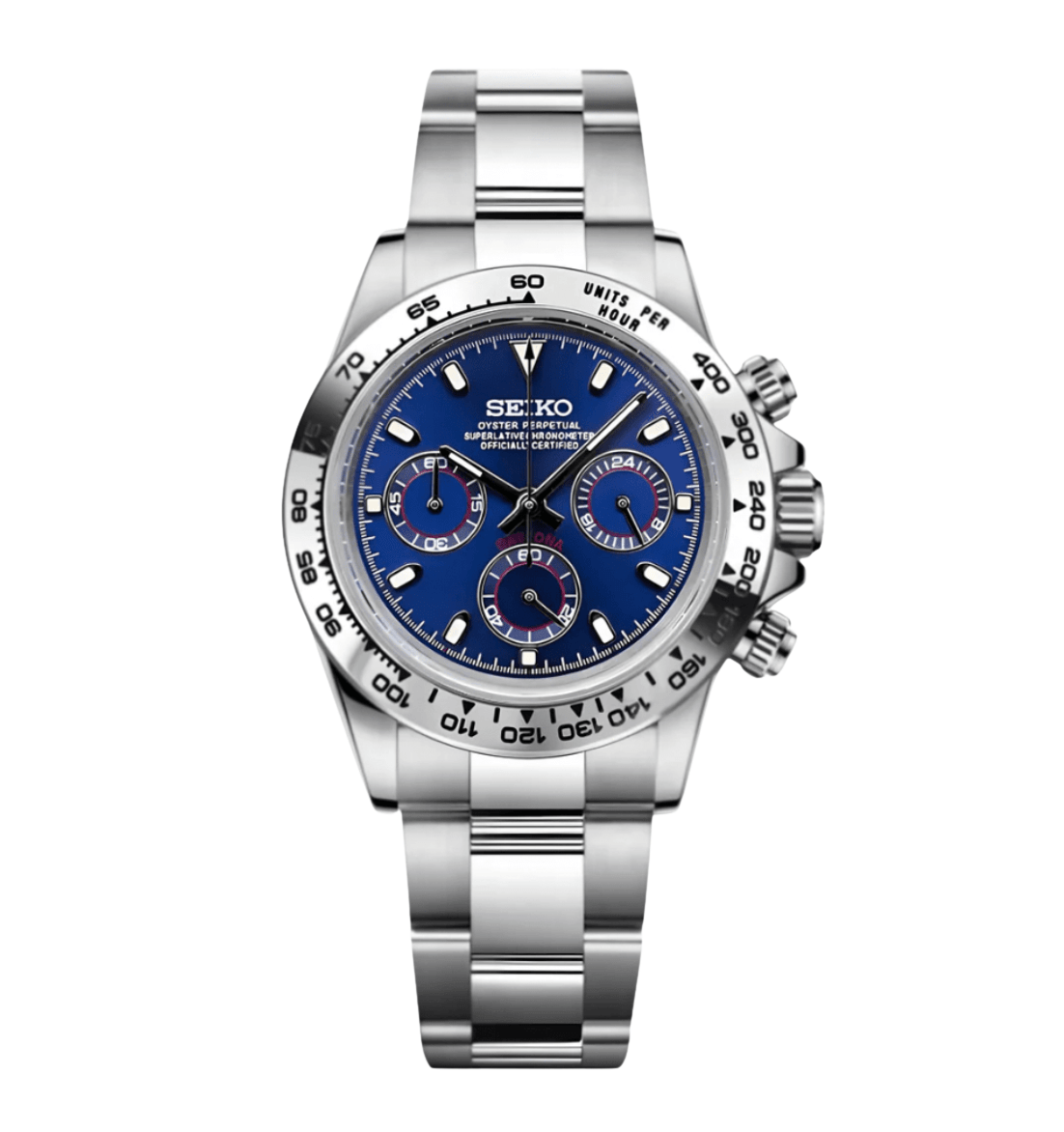 Seiko Mod Daytona Platinum Blue