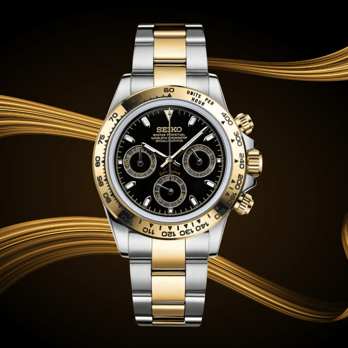 Seiko Mod Daytona Two-tone Black
