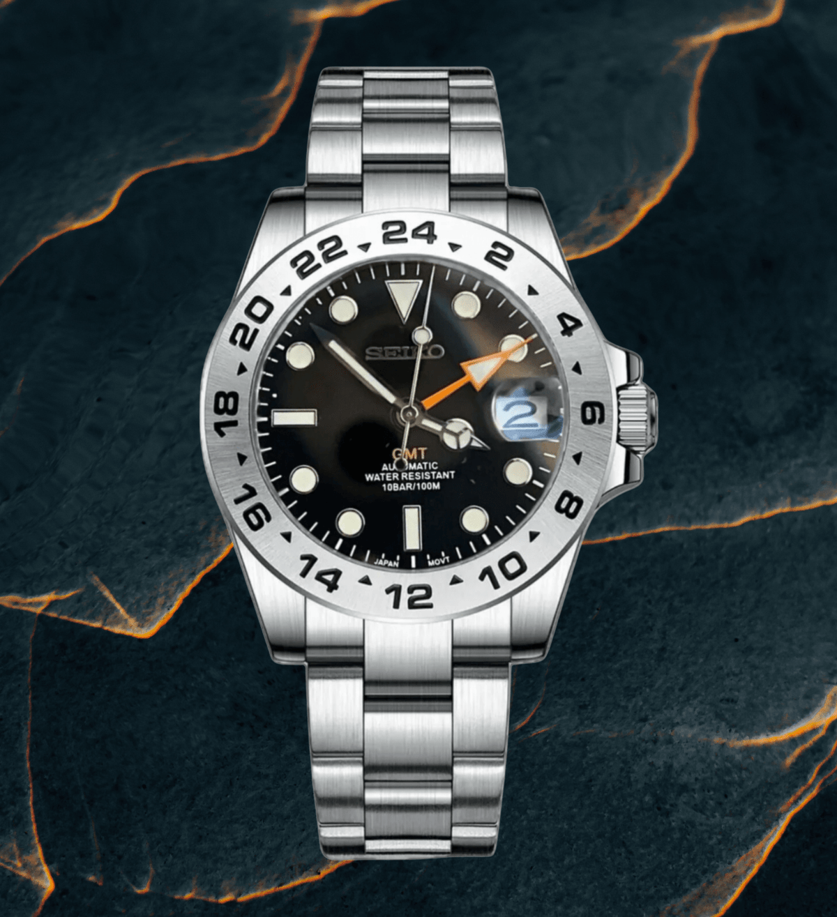 Seiko Mod GMT Explorer II Black