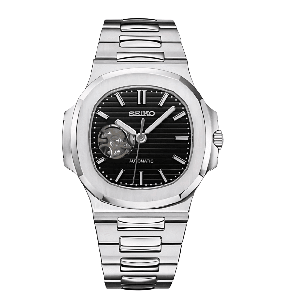 Seiko Mod Nautilus Black Open Heart
