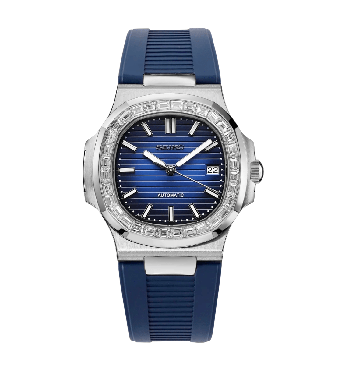 Seiko Mod Nautilus Diamond Blue