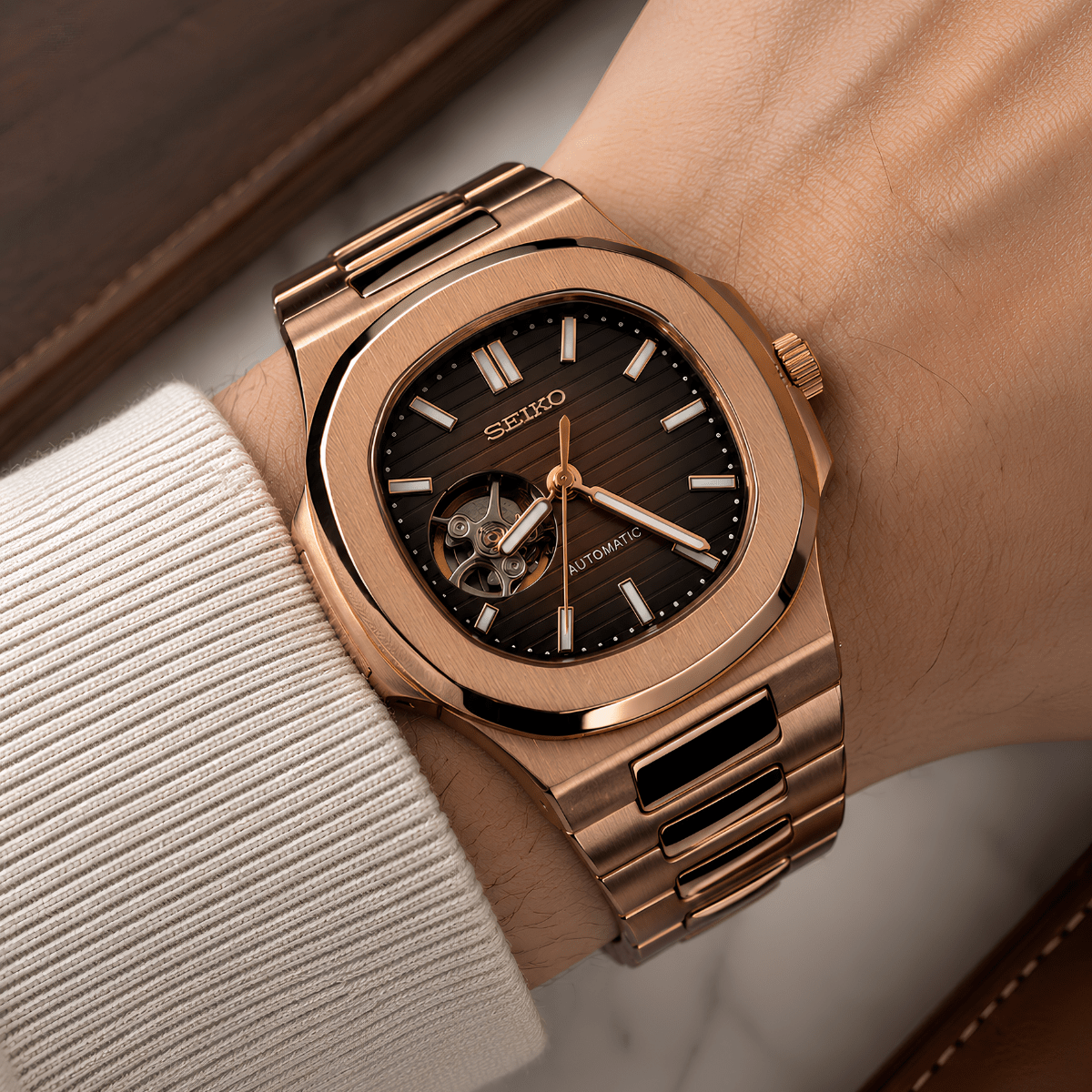 Seiko Mod Nautilus RG Open Heart