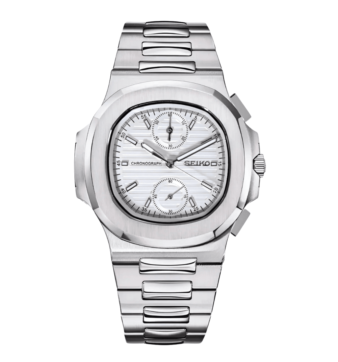 Seiko Mod Nautilus White Chrono