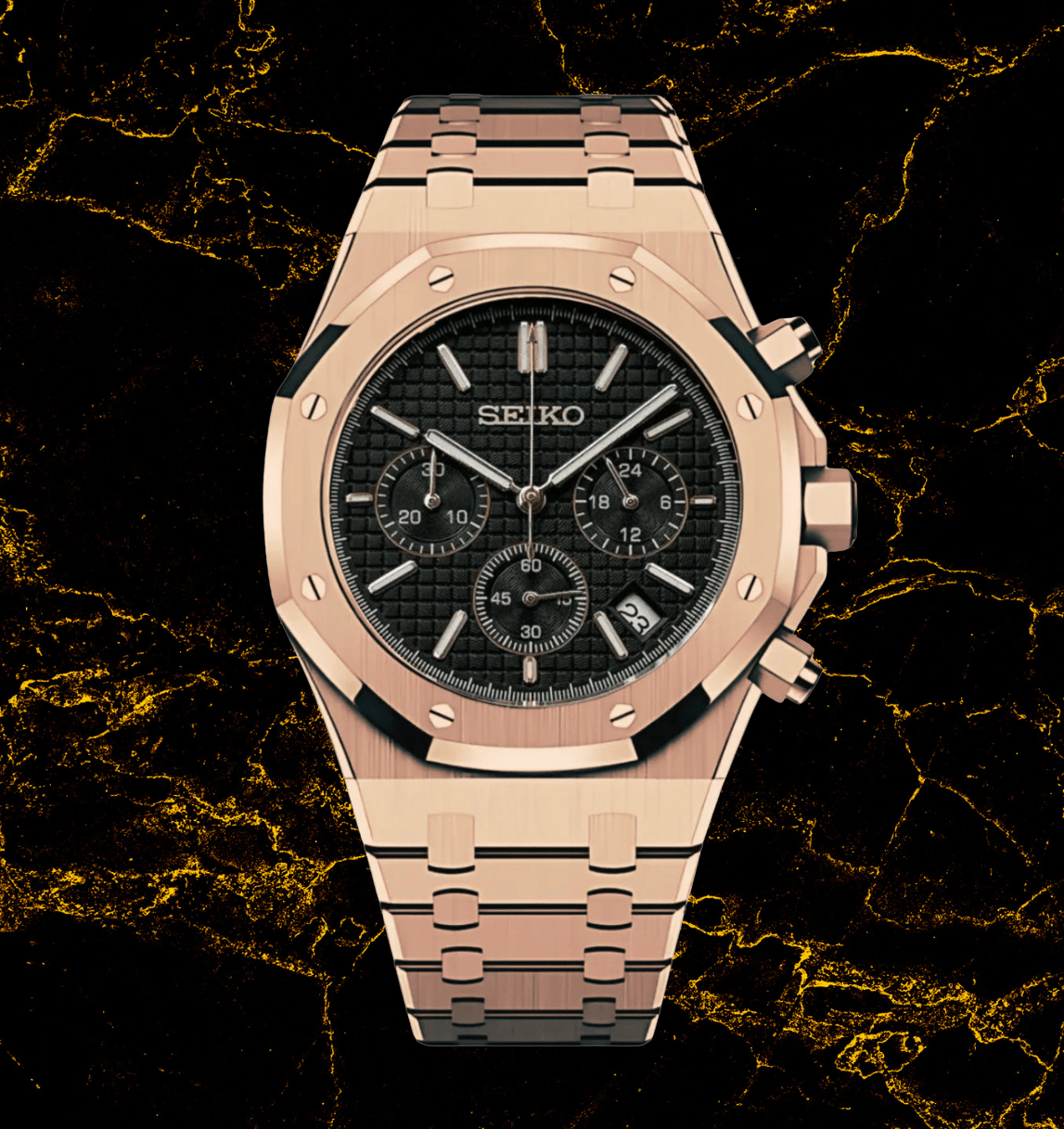 Seiko Mod Royal Oak Chrono Rose Gold