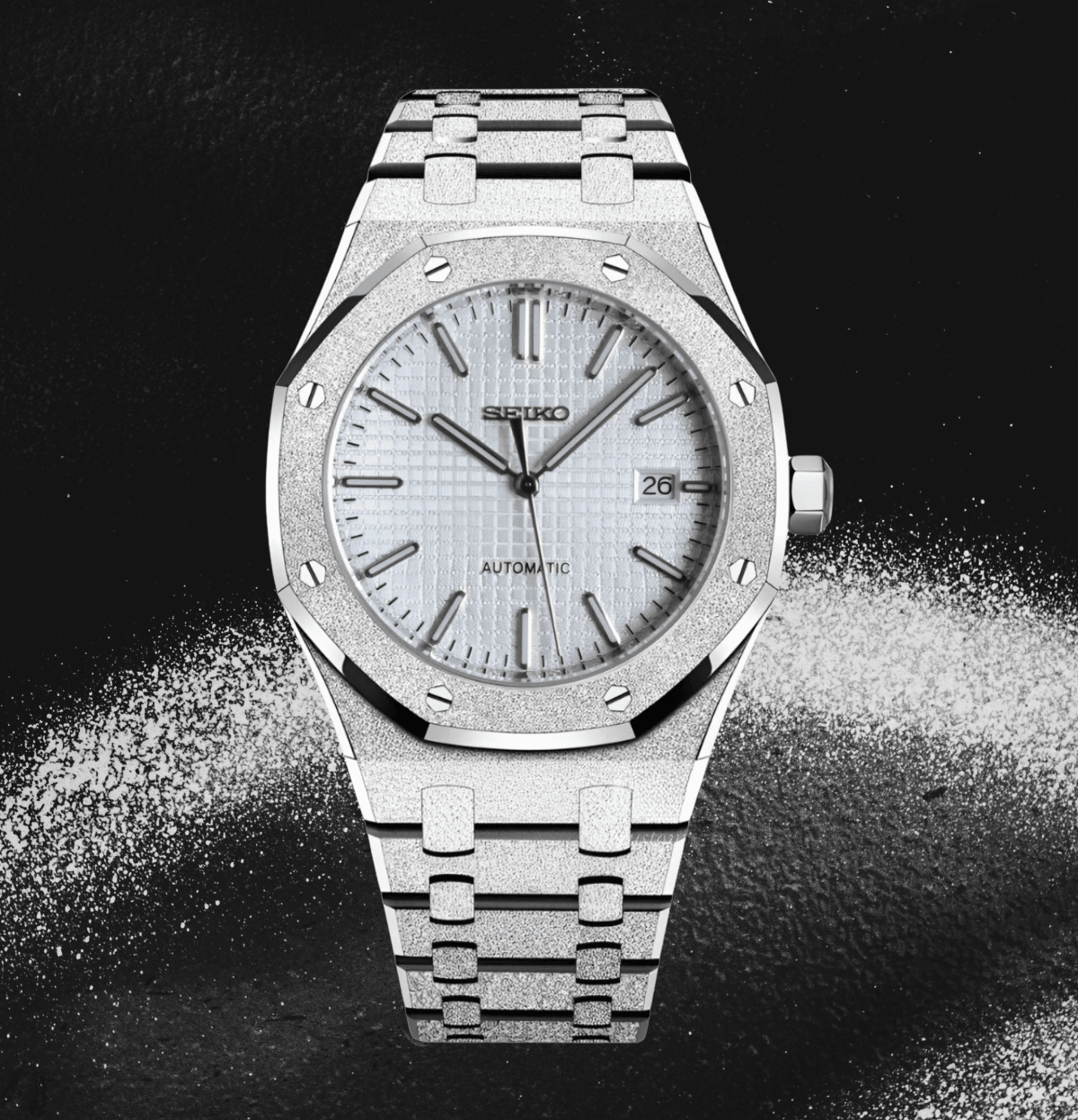 Seiko Mod Royal Oak Iced Out White