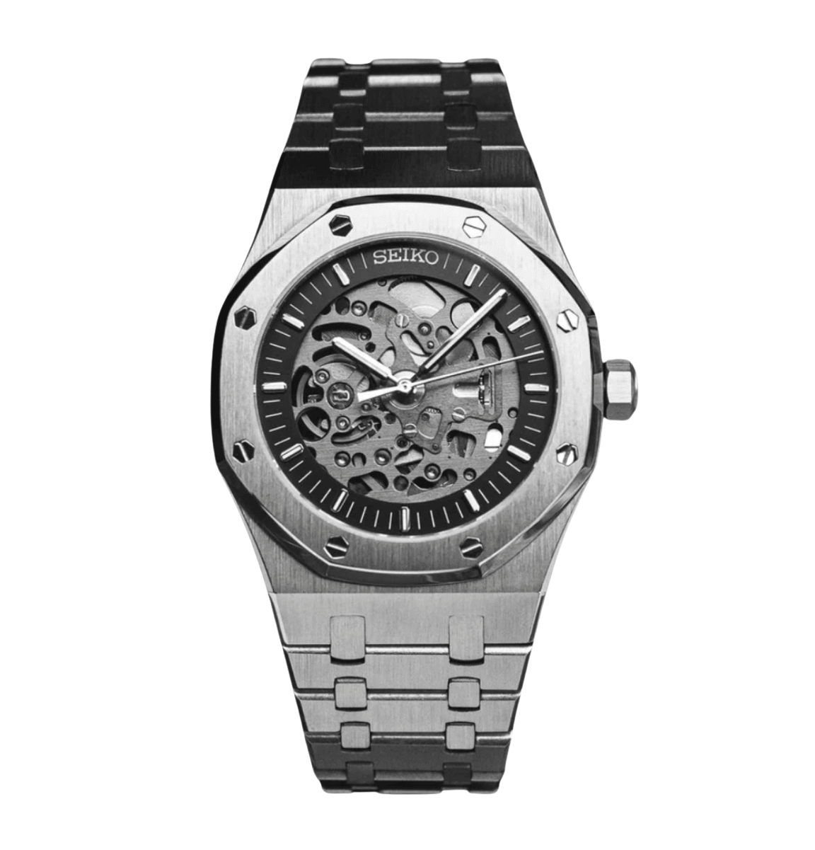 Seiko Mod Royal Oak Skeleton Silver
