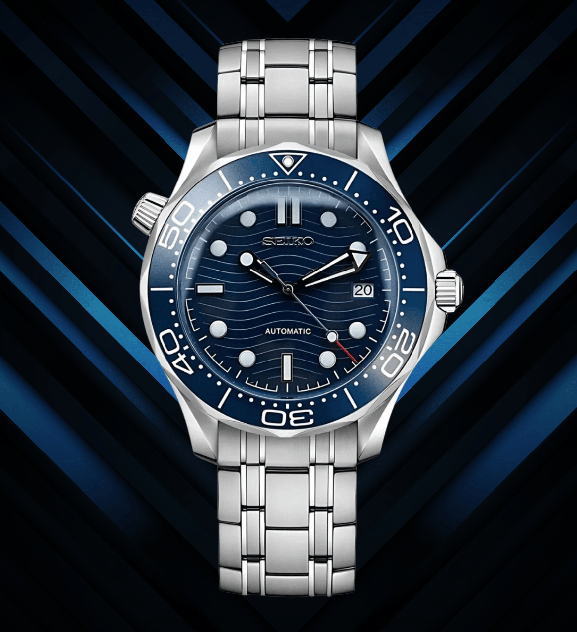 Seiko Mod Seamaster Blue