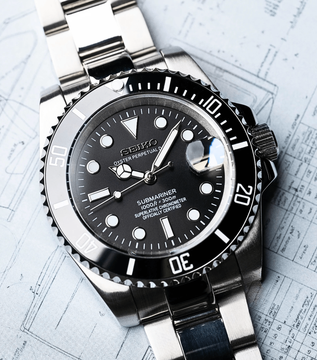 Seiko Mod Submariner Black