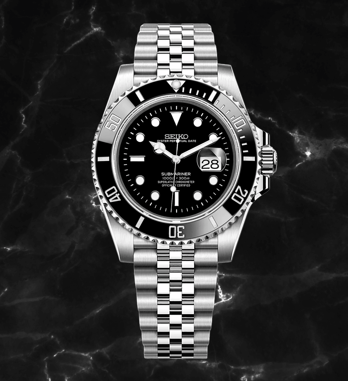 Seiko Mod Submariner Black