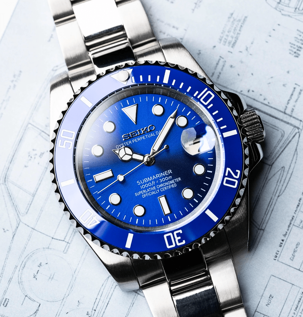 Seiko Mod Submariner Blue