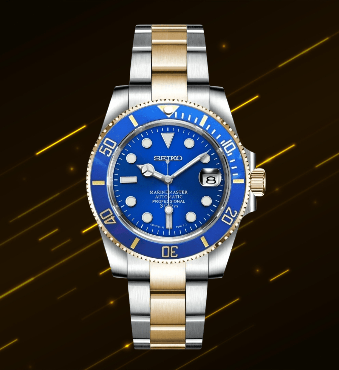 Seiko Mod Submariner Two-tone Blue