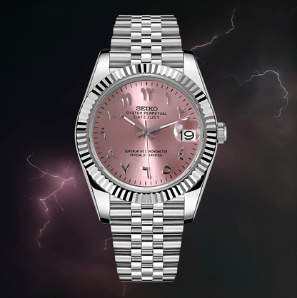Seiko Mod Datejust Arabic Pink