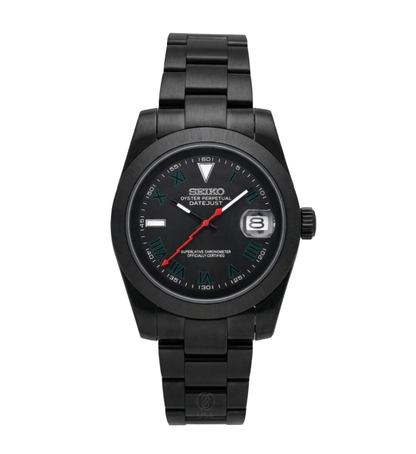 Seiko Mod Datejust Black Red Lightning