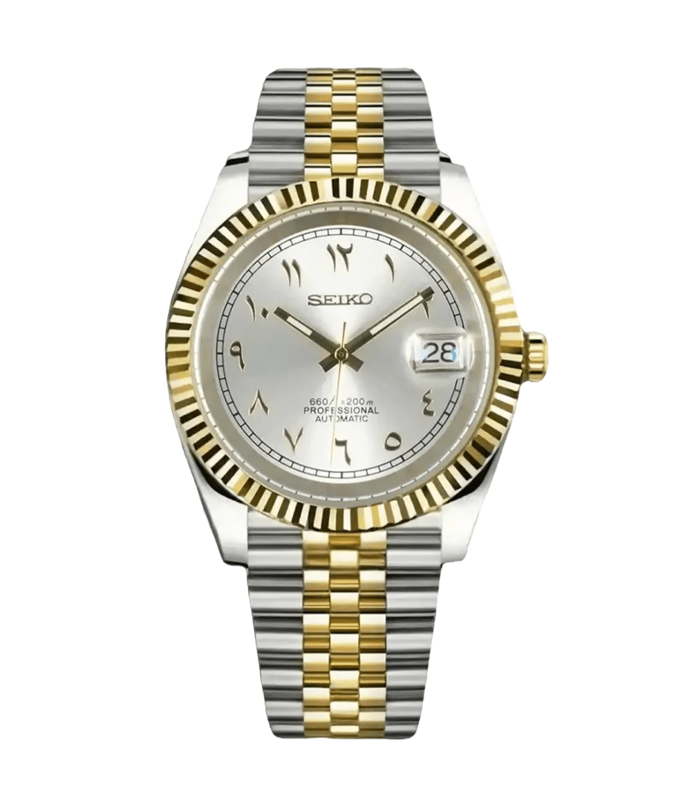 Seiko Mod Datejust Twotone Arabic Silver