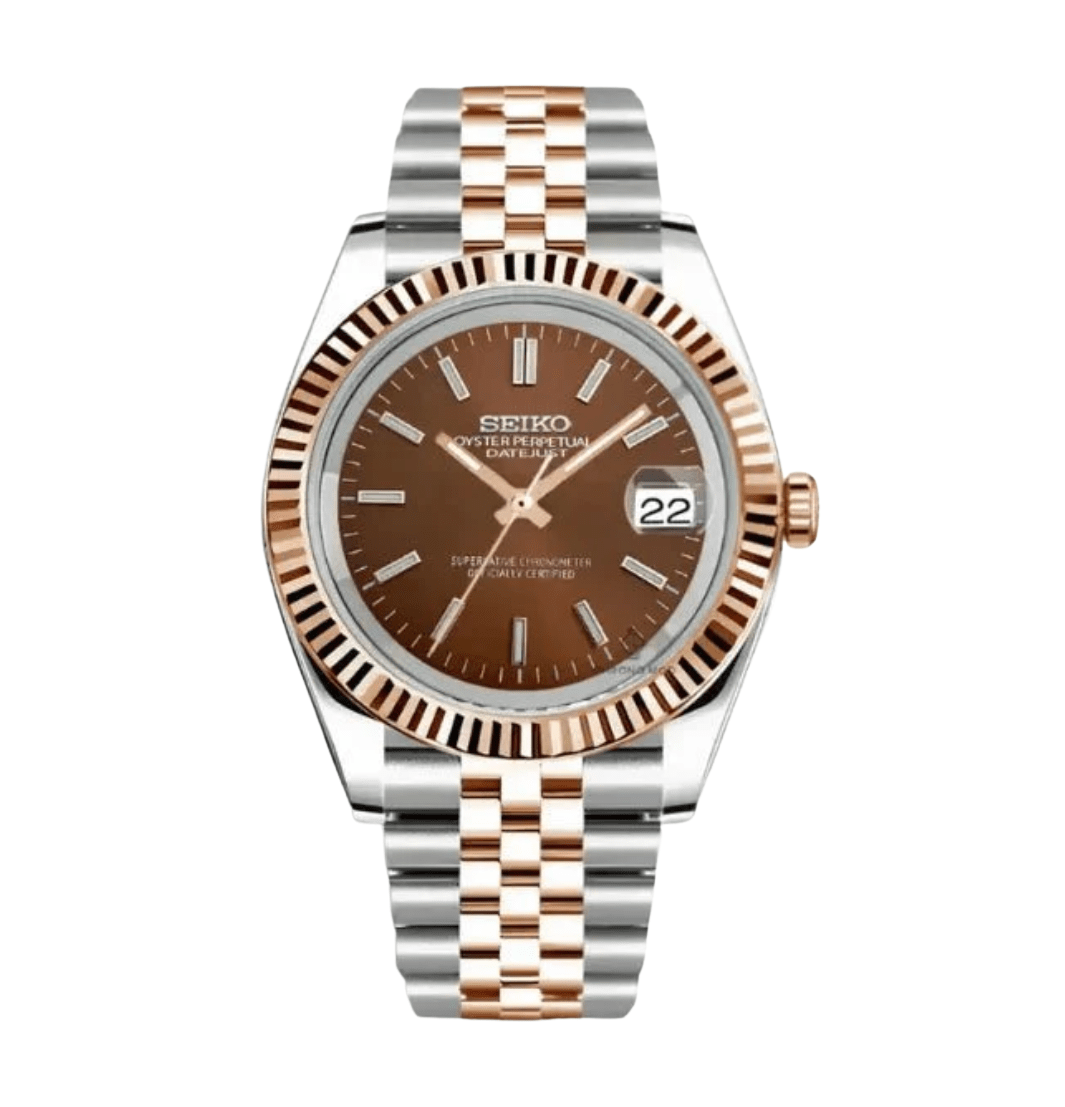 Seiko Mod Datejust Twotone Chocolate