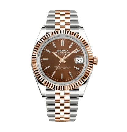 Seiko Mod Datejust Twotone Chocolate