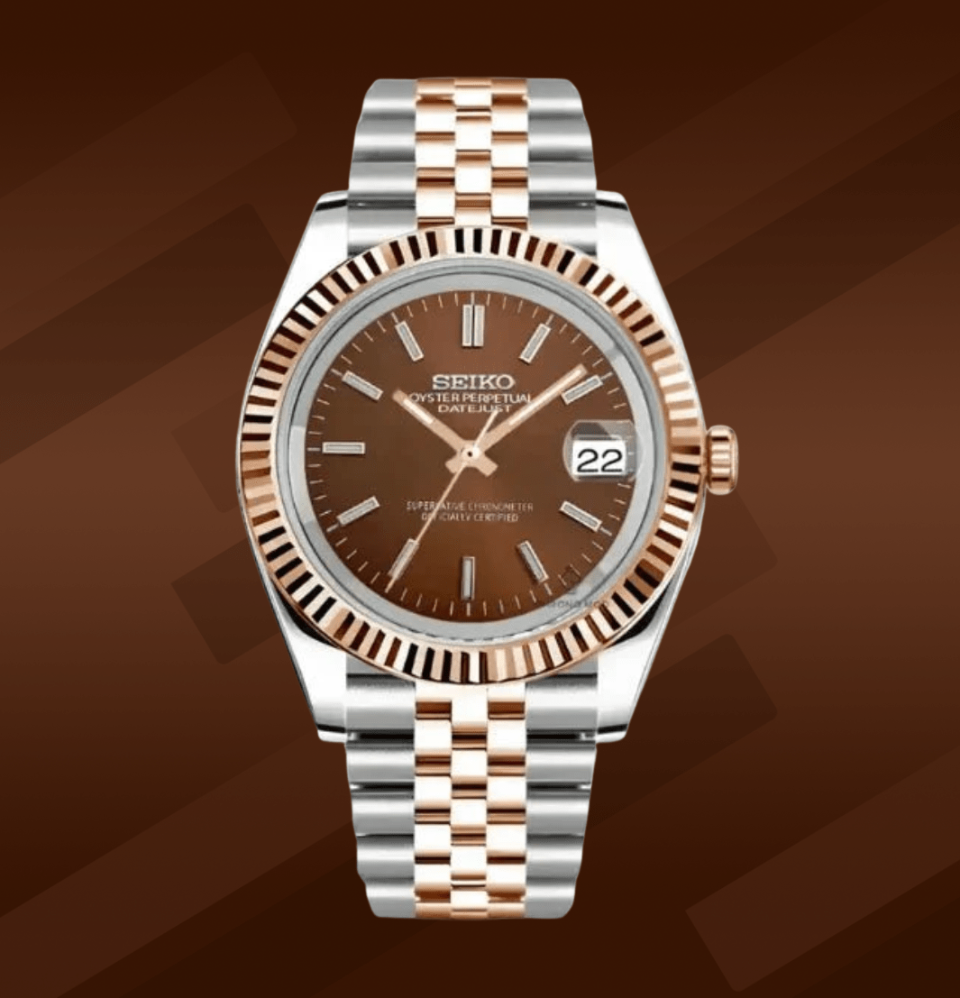 Seiko Mod Datejust Twotone Chocolate