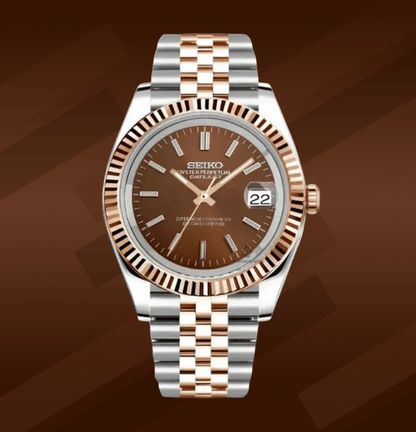 Seiko Mod Datejust Twotone Chocolate