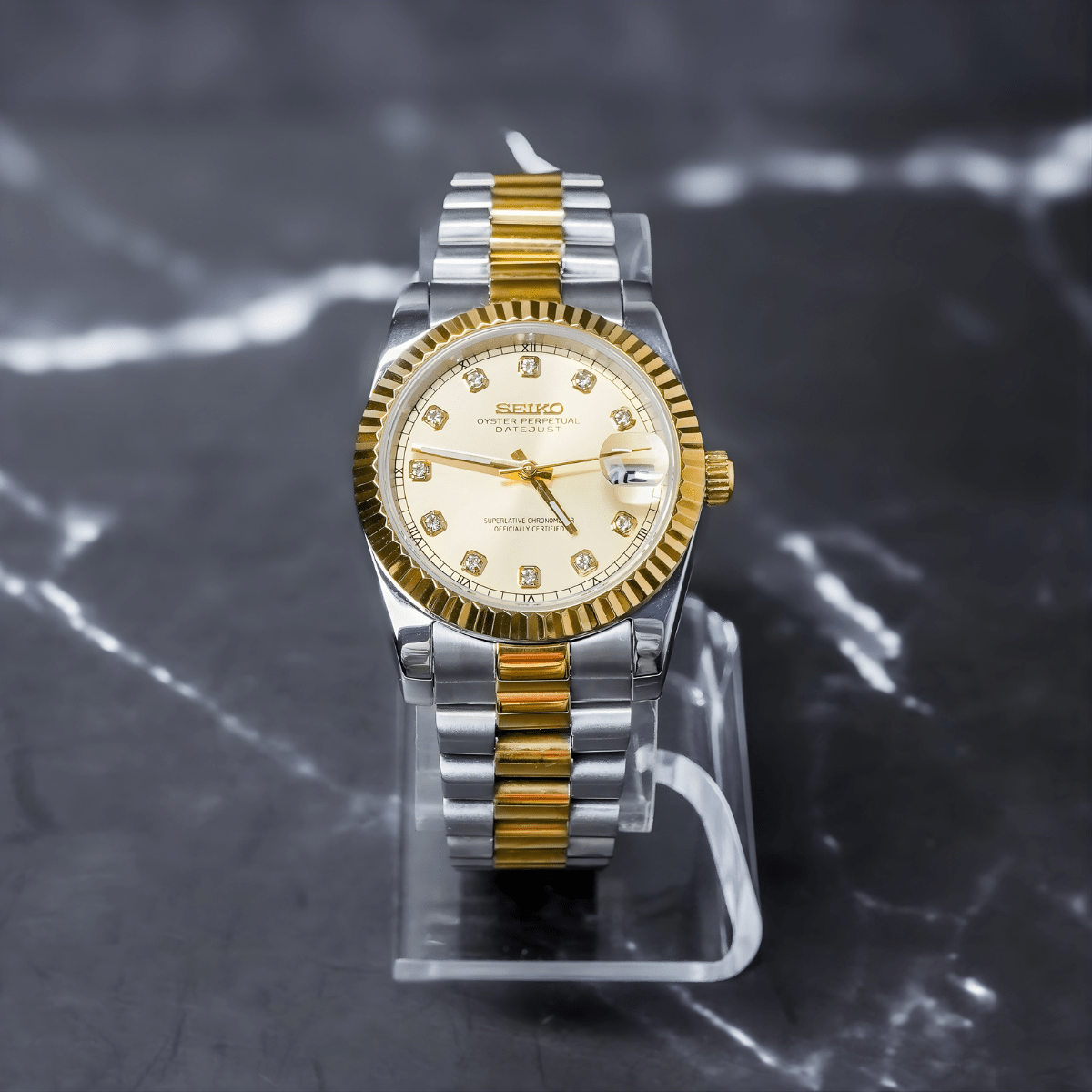 Seiko Mod Datejust Twotone Gold Gem