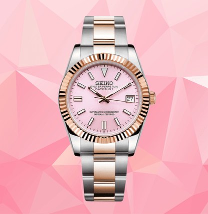 Seiko Mod Datejust Twotone Pink