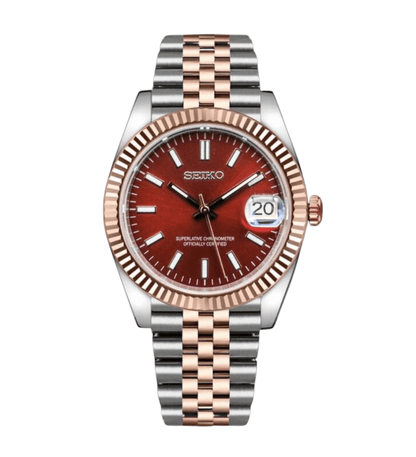 Seiko Mod Datejust Twotone Red