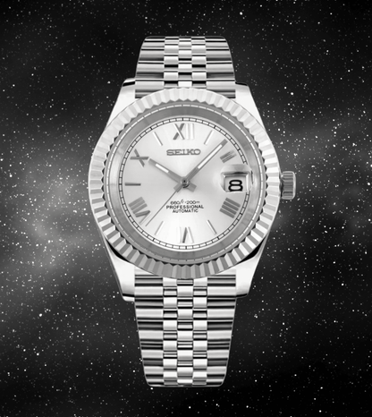 Seiko Mod Datejust White Roman