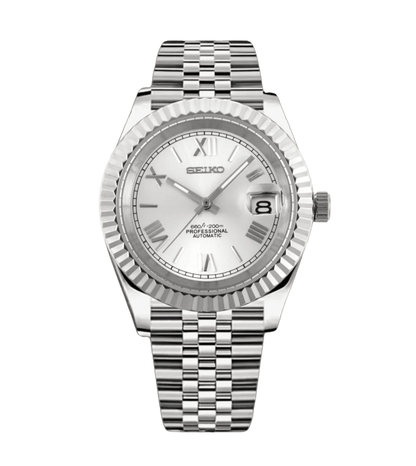 Seiko Mod Datejust White Roman