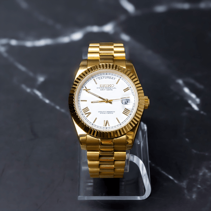 Seiko Mod Day-Date Gold White