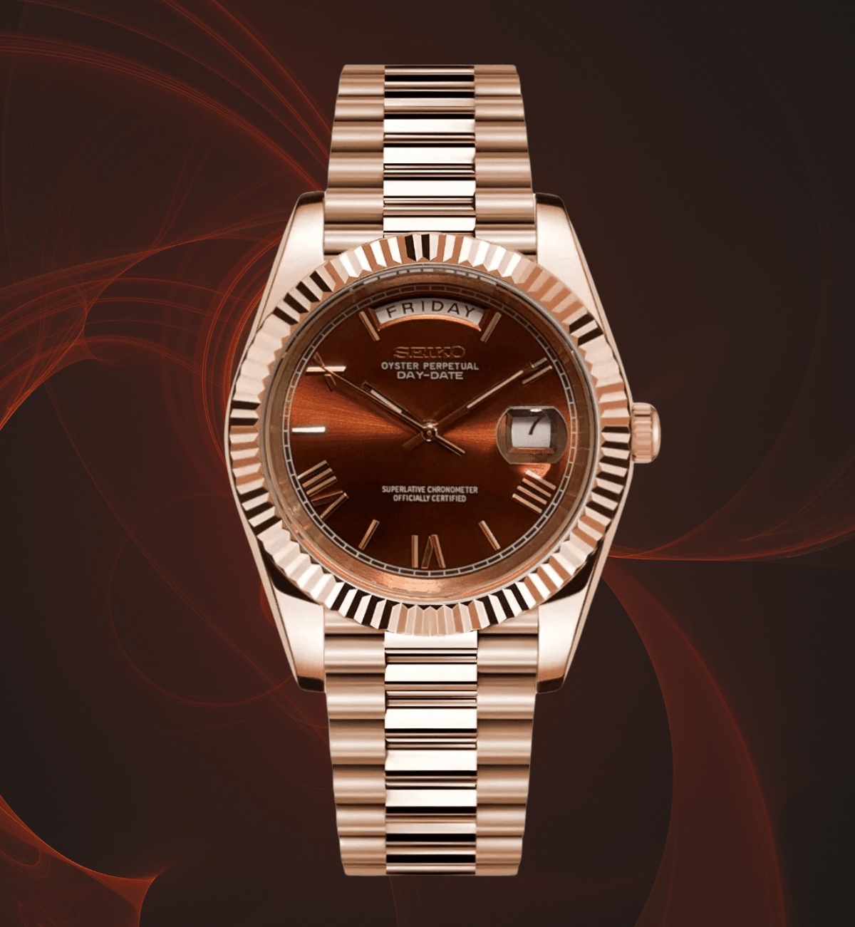 Seiko Mod Day-Date RG Roman Chocolate