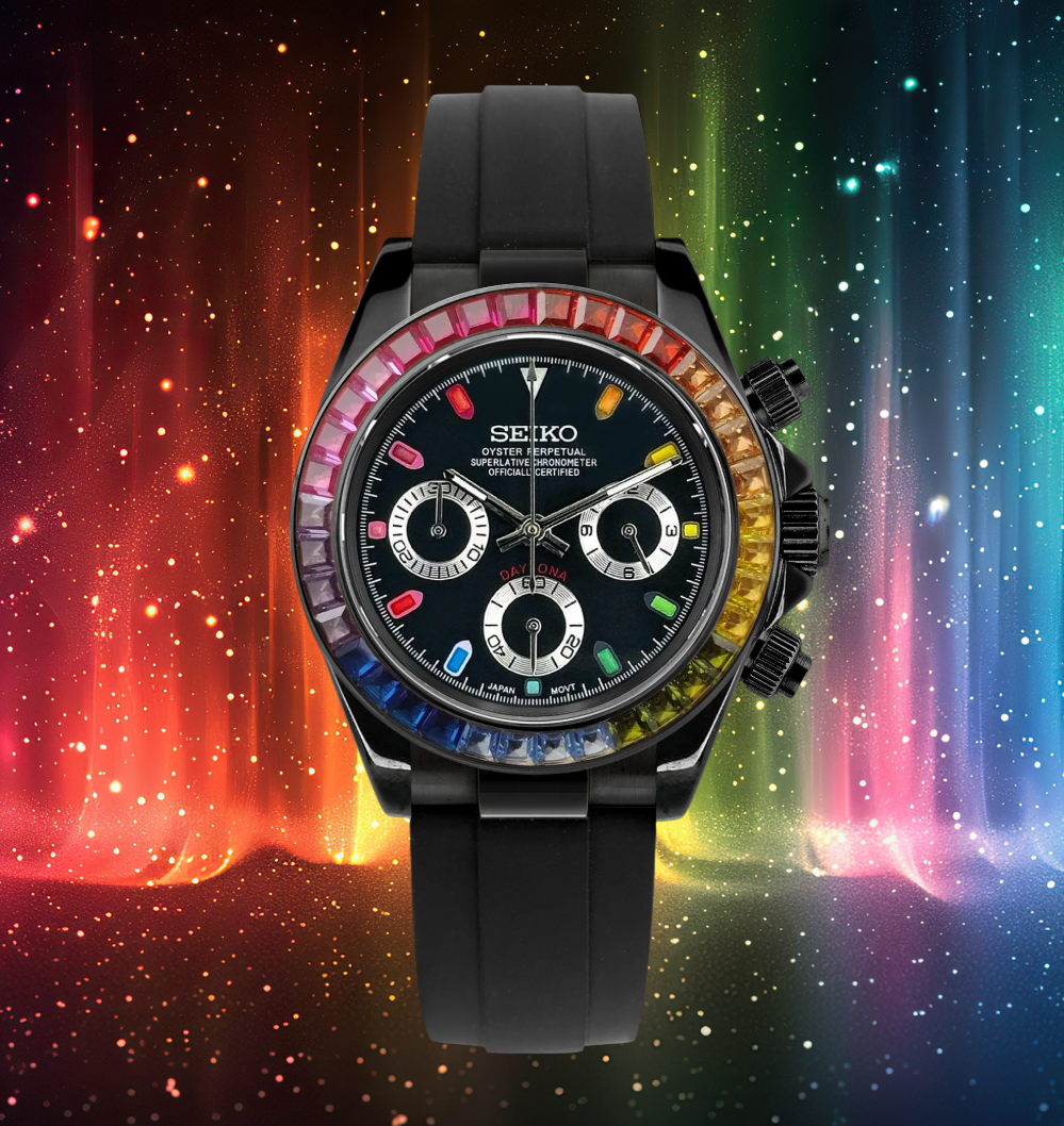 Seiko Mod Daytona All Black Rainbow