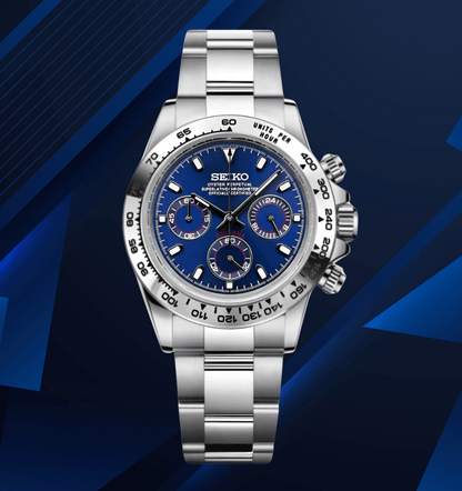 Seiko Mod Daytona Platinum Blue