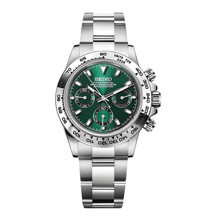 Seiko Mod Daytona Platinum Green