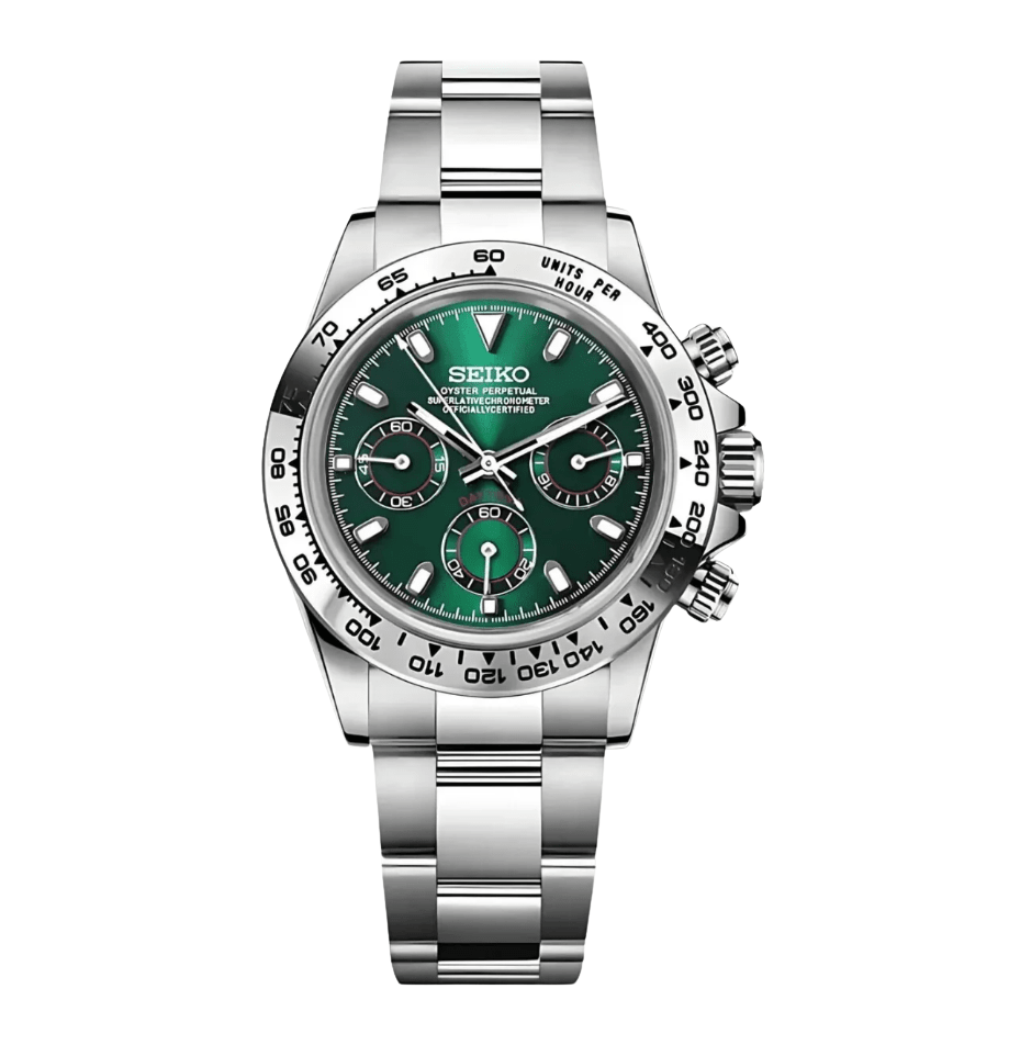 Seiko Mod Daytona Platinum Green