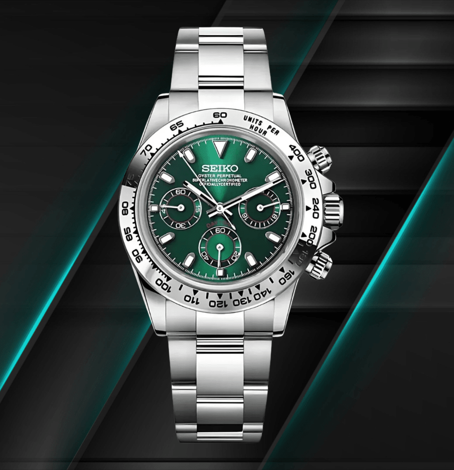 Seiko Mod Daytona Platinum Green
