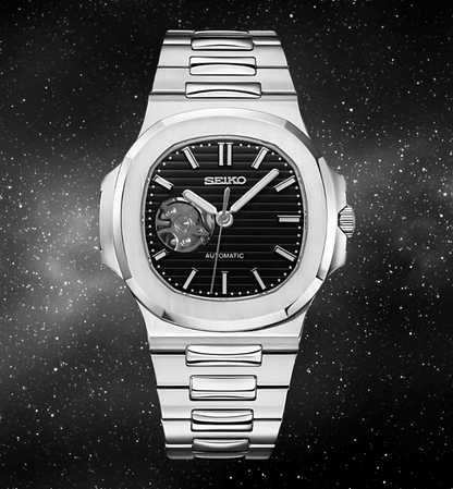 Seiko Mod Nautilus Black Open Heart