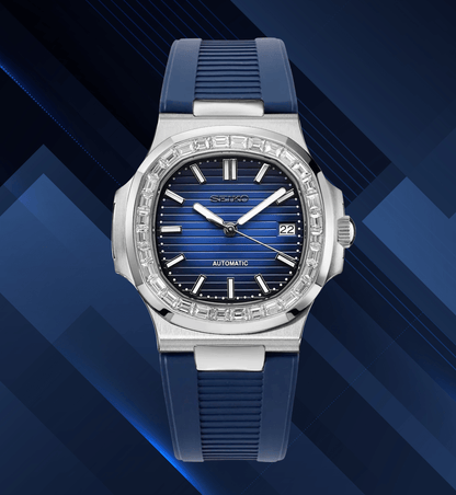 Seiko Mod Nautilus Diamond Blue