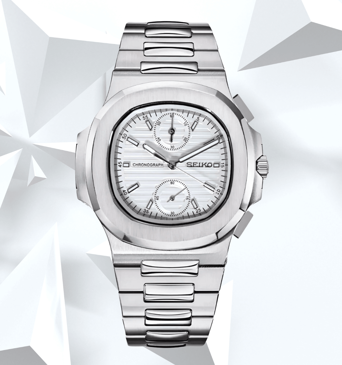 Seiko Mod Nautilus White Chrono